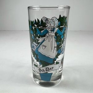 Vintage 12 Days of Christmas 8th Day 8 Maids A-Milking Glass Tumbler